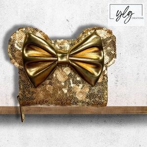 Loungefly Disney Wallet Gold Sequin Mickey Minnie Metallic 5 x 5 NWT Disneyland
